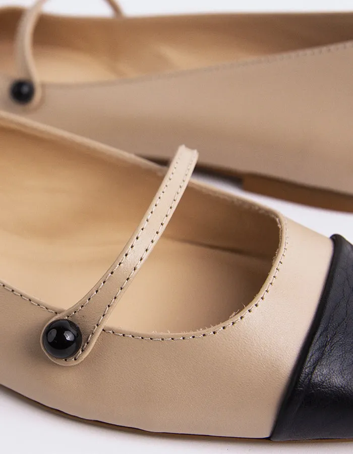 Yarrow Black.Nude Leather